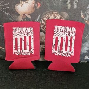 TRUMP MAGA 2020 Make Liberals Cry Again Beer Drink Coozie Red - SET OF‎ TWO